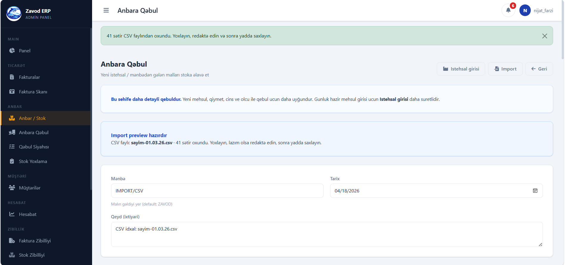 Zavod Əməliyyat Tətbiqi